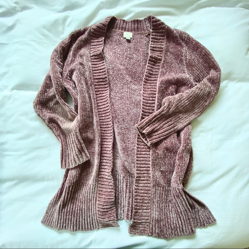 Rose Colored Chenille Cardigan